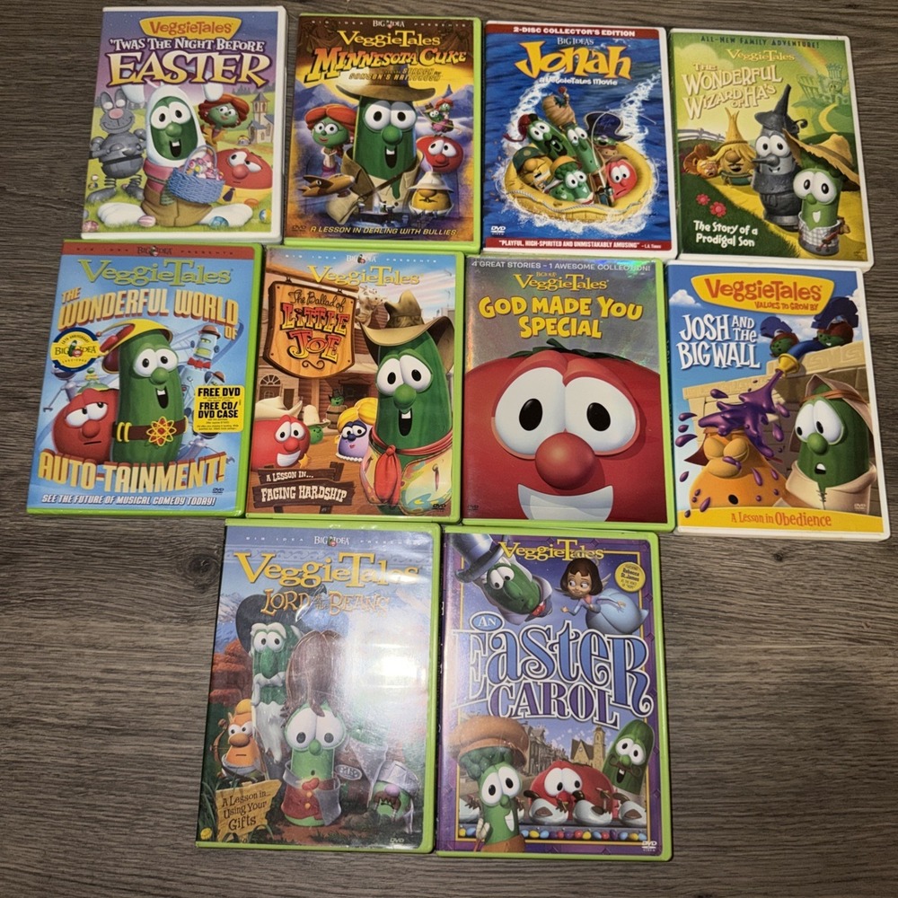 Veggie Tales DVD Lot Bundle (10) Easter Jonah Josh Joe Minnesota Beans Special